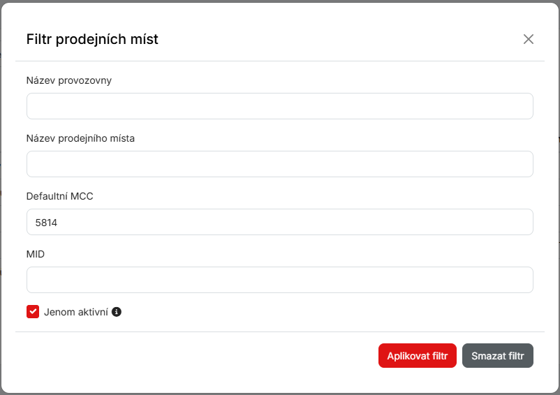 filtr prodejních míst