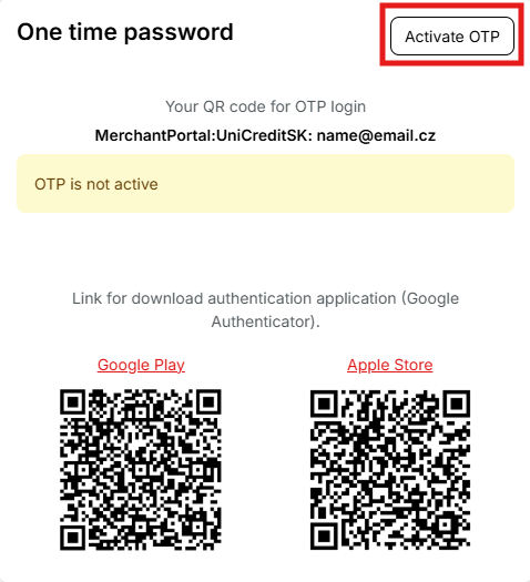 OTP activation
