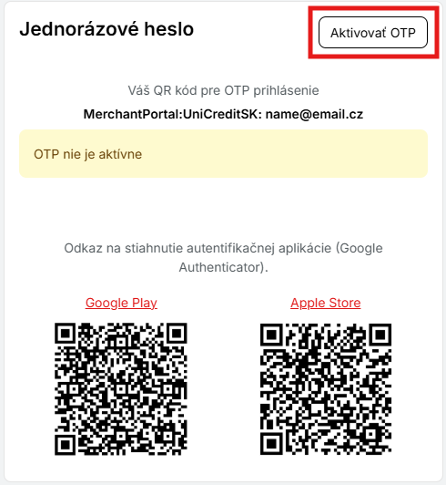 aktivácia OTP