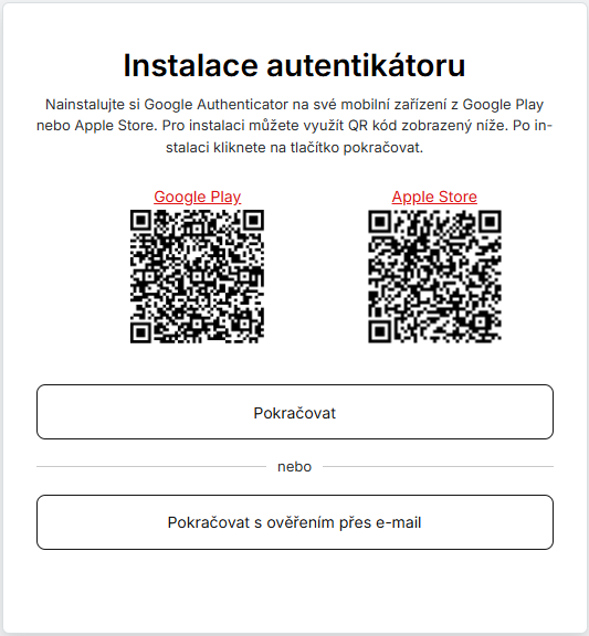 instalace autentikátoru