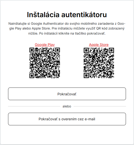 inštalácia autentifikátora